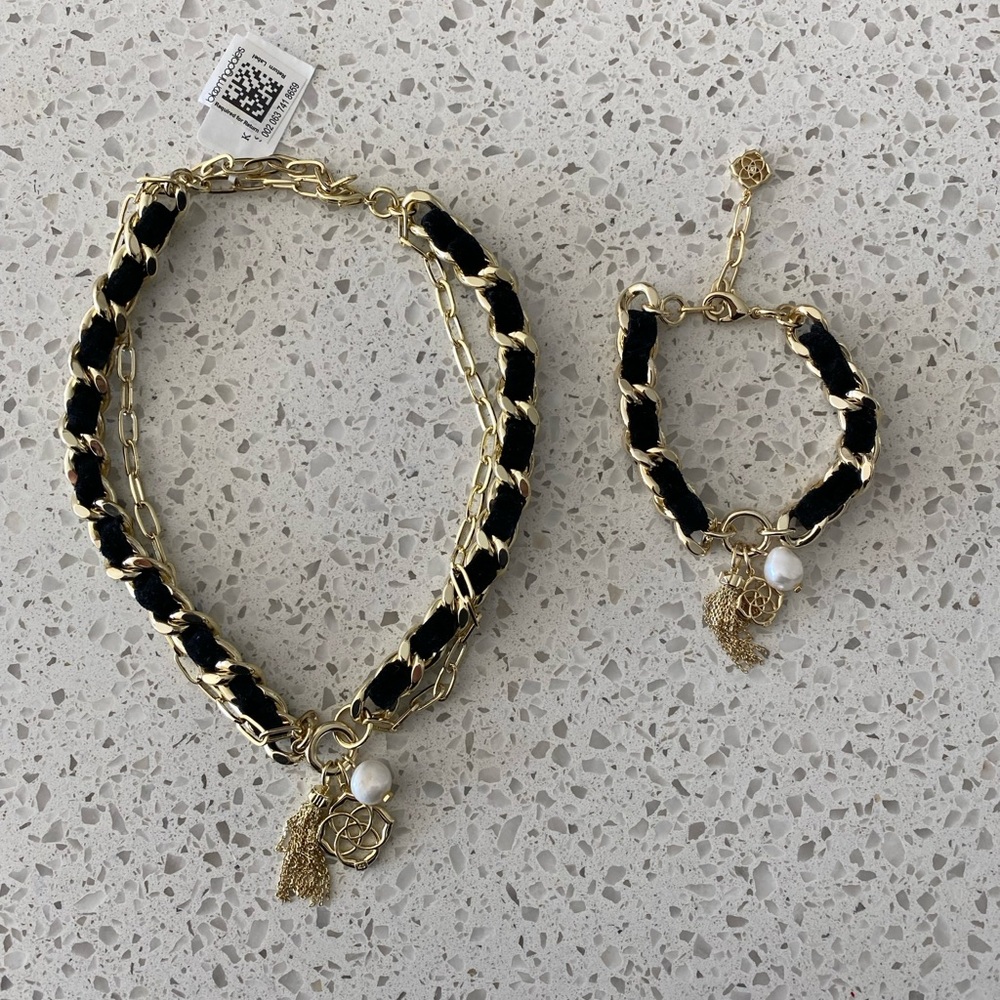 Elegant Gold and Black Chain Jewelry Set